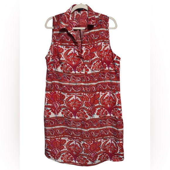 The Limited Sleeveless Paisley Shirt Dress Red White Floral Boho Print Size XL - Picture 1 of 7